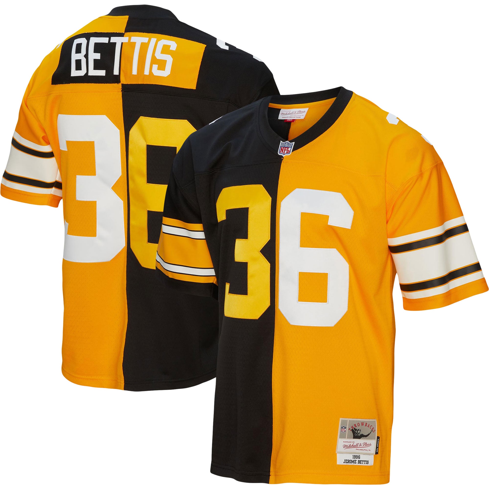 Men's Pittsburgh Steelers Jerome Bettis Mitchell & Ness Black/gold 1996 Split Legacy Jersey Js8881