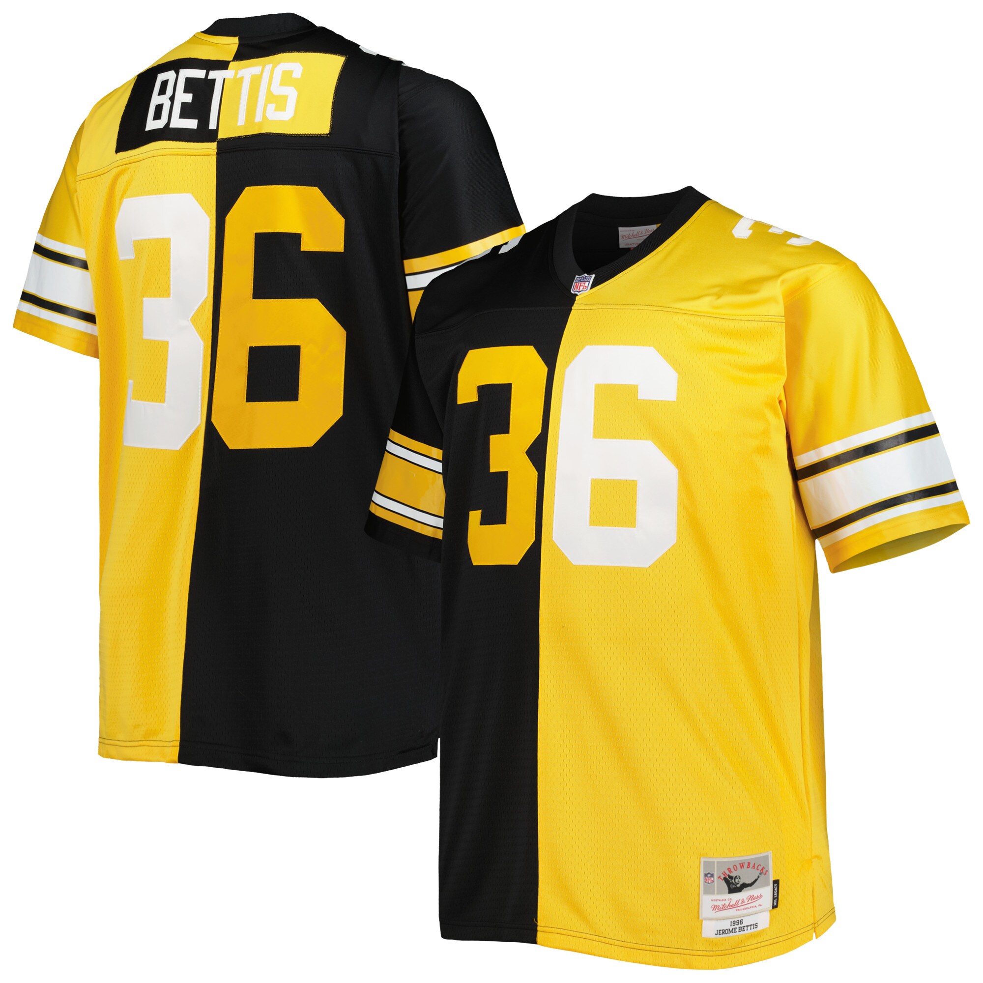 Men's Pittsburgh Steelers Jerome Bettis Mitchell & Ness Black/gold Big & Tall Split Legacy Retired Player Jersey Js5903