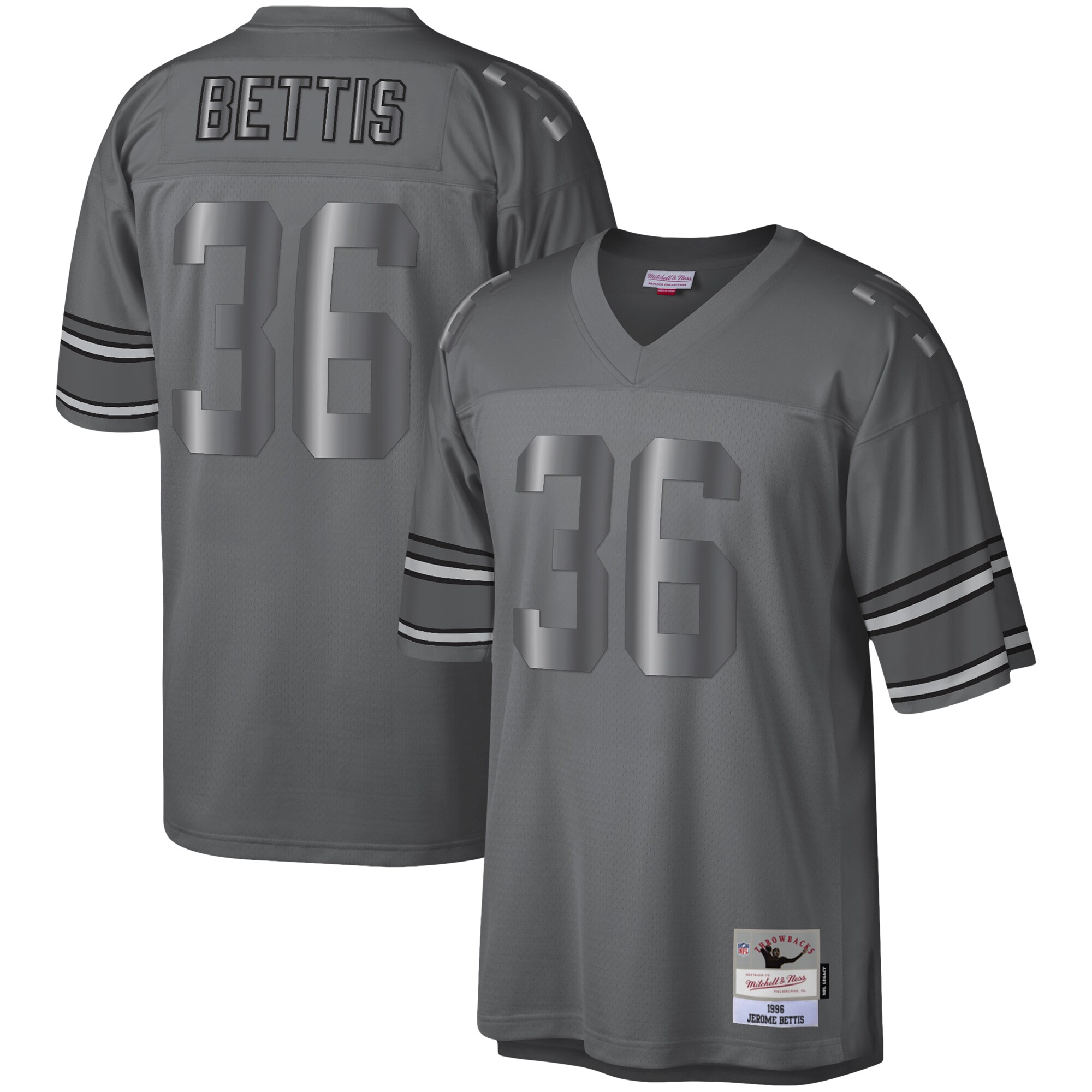Men's Pittsburgh Steelers Jerome Bettis Mitchell & Ness Charcoal 1996 Retired Player Metal Legacy Jersey Js1765