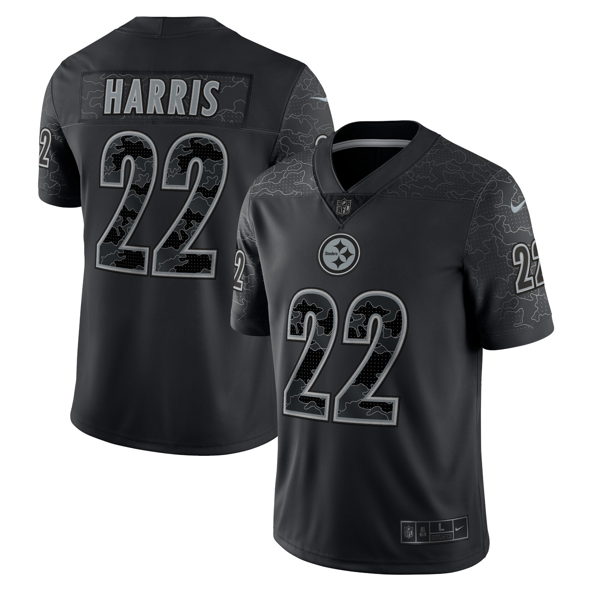 Men's Pittsburgh Steelers Najee Harris Black Rflctv Limited Jersey Js7094