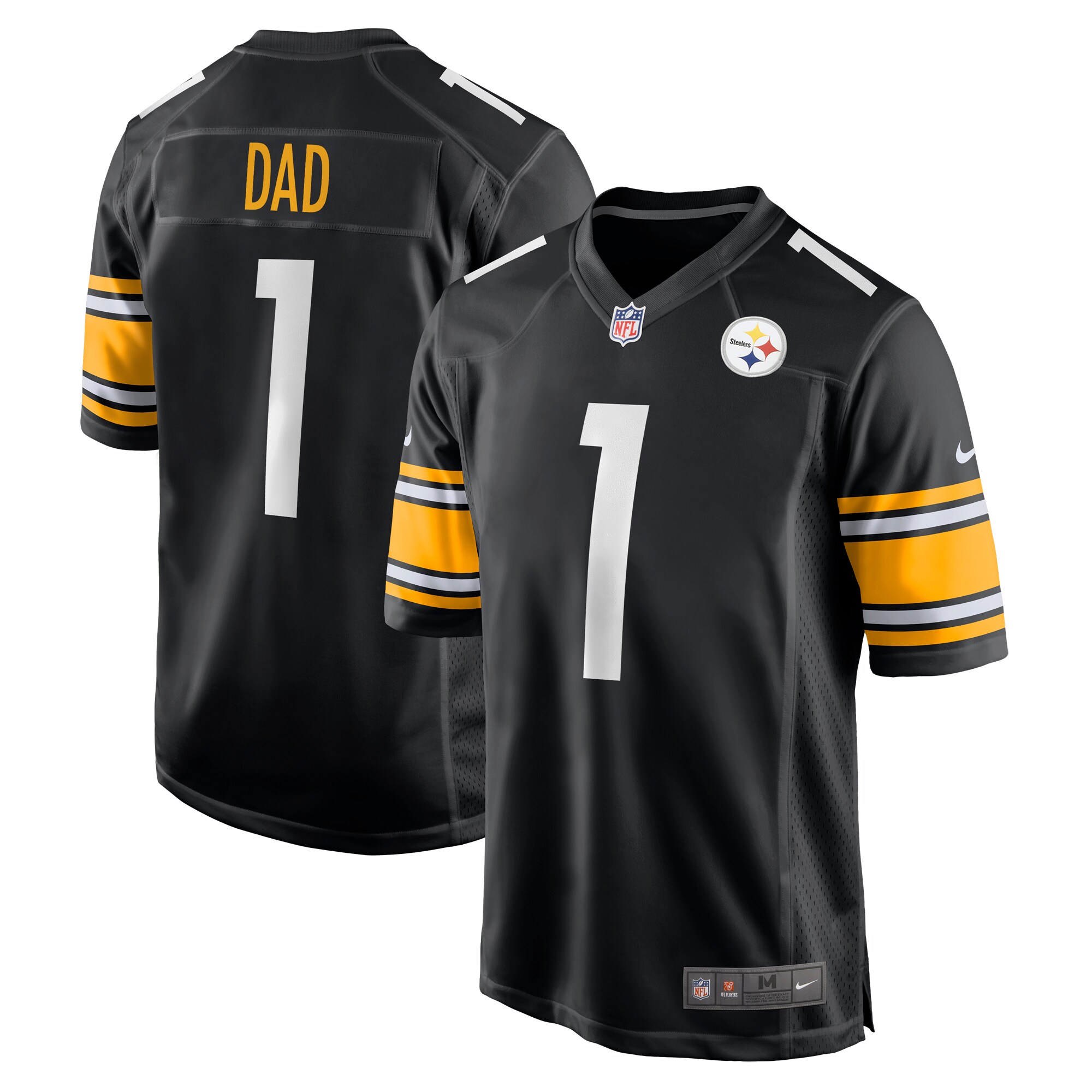 Men's Pittsburgh Steelers Number 1 Dad Black Game Jersey Js9774
