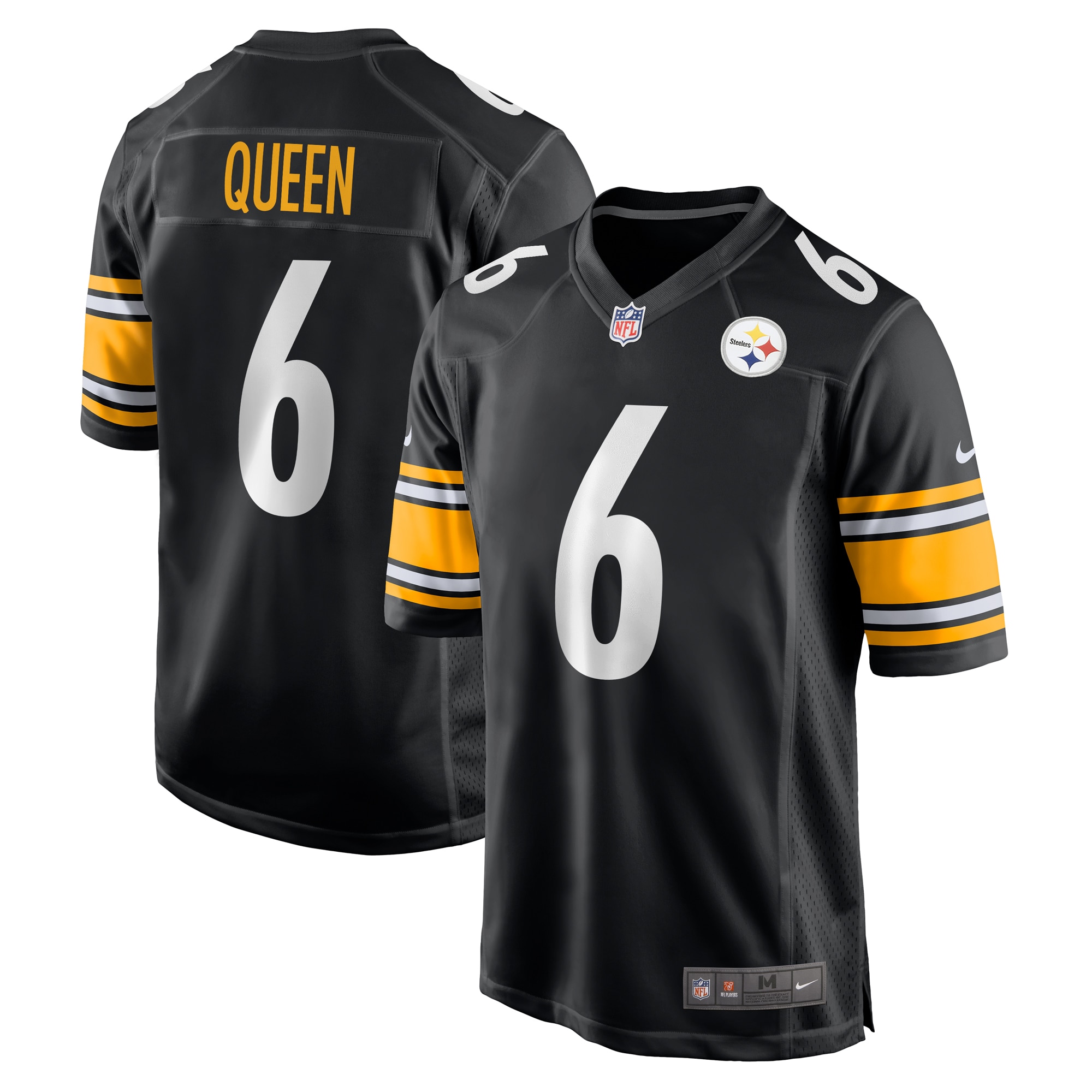 Men's Pittsburgh Steelers Patrick Queen Black Game Jersey Js4035