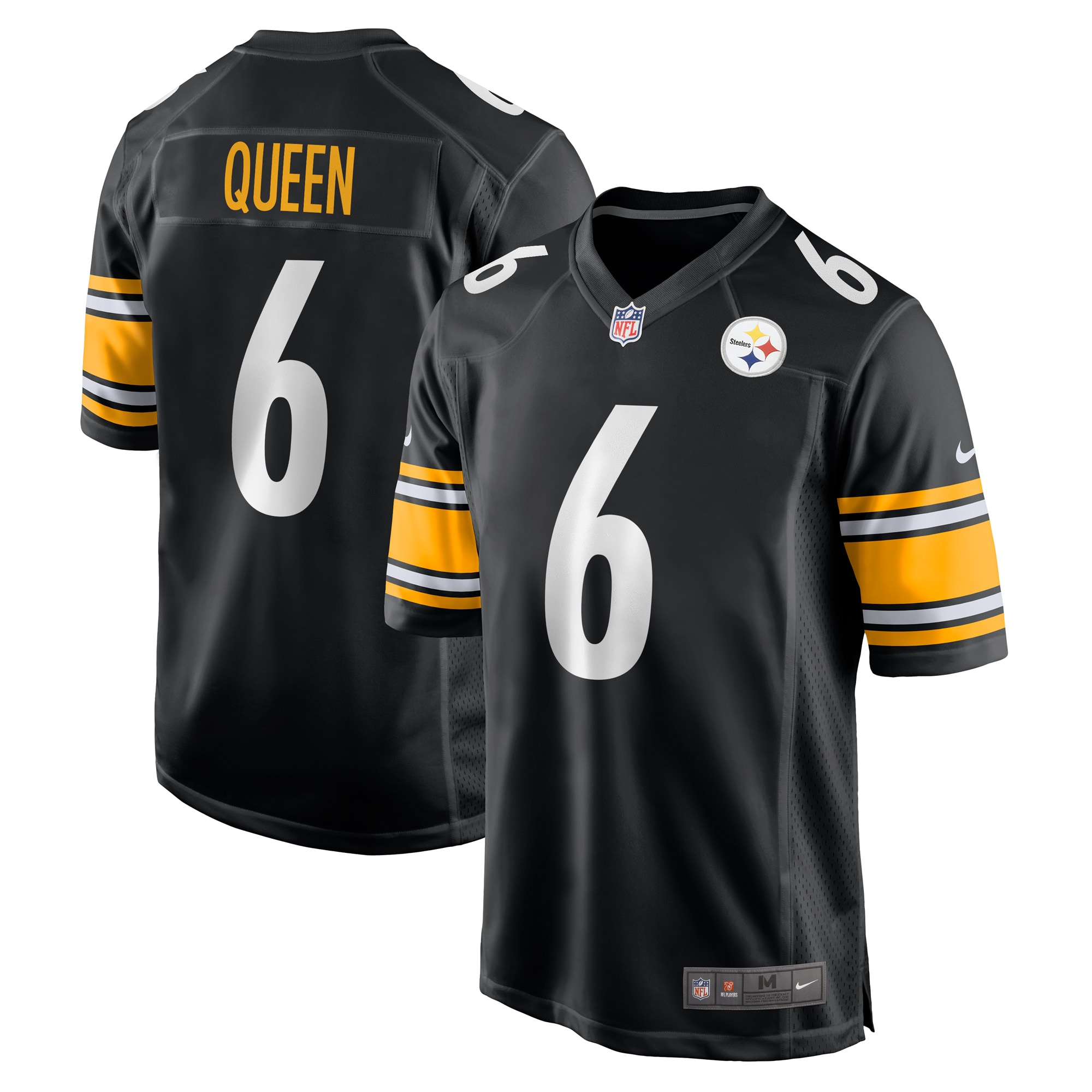 Men's Pittsburgh Steelers Patrick Queen Black Game Player Jersey Js9517