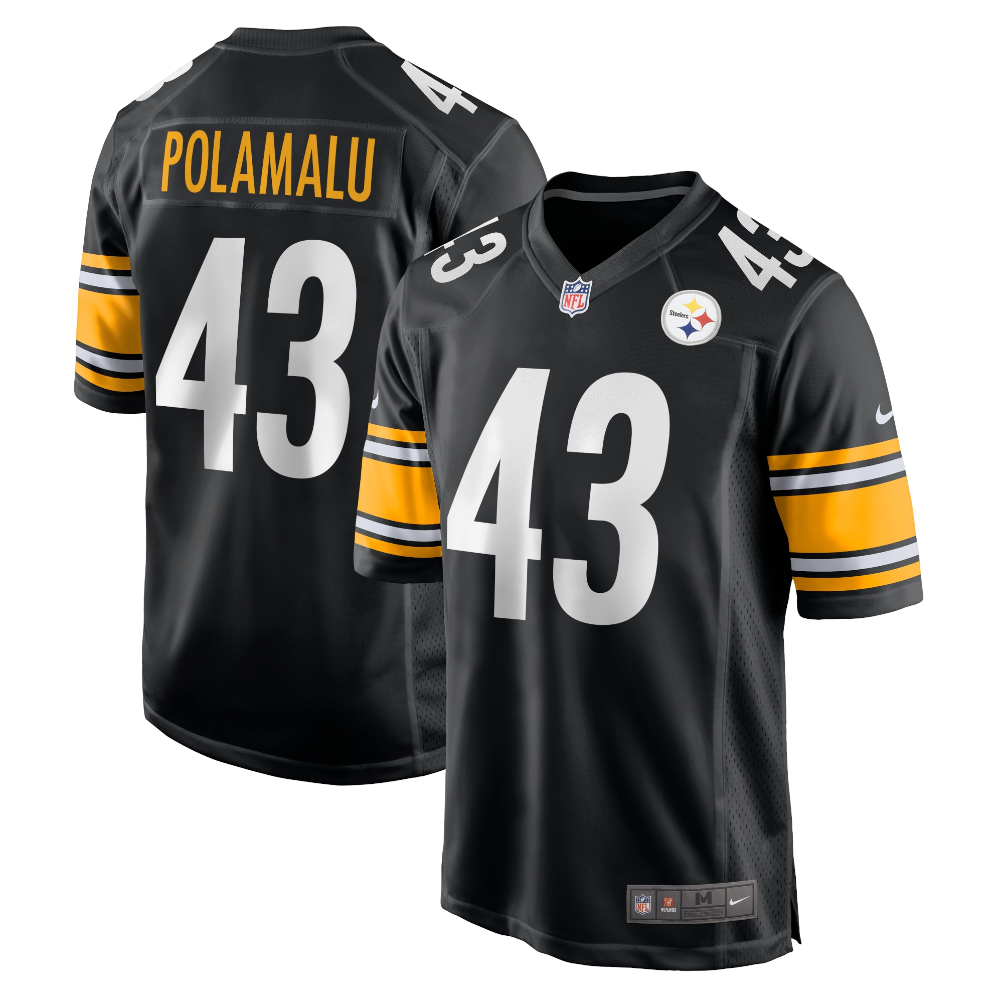 Men's Pittsburgh Steelers Troy Polamalu Black Retired Player Game Jersey Js5088