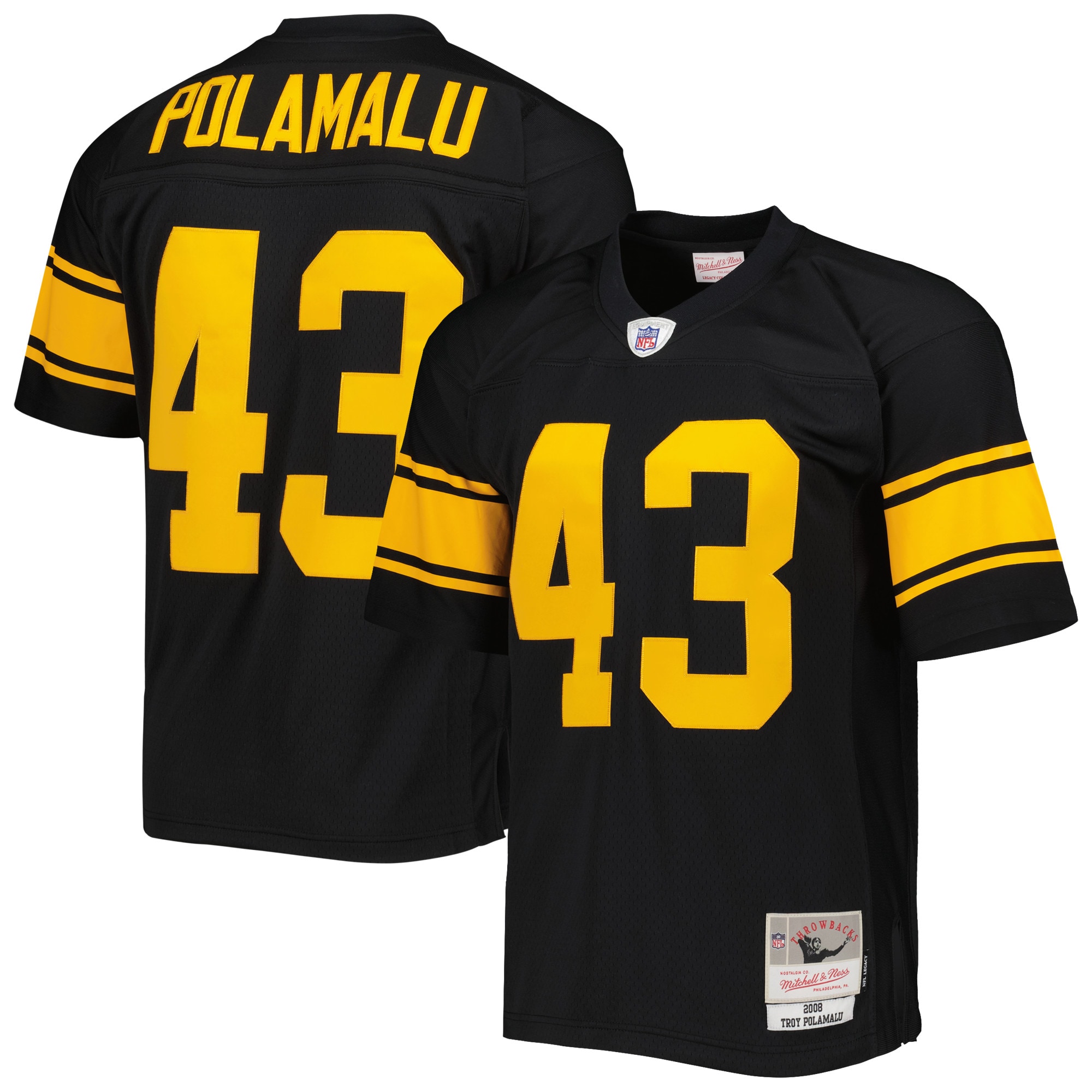 Men's Pittsburgh Steelers Troy Polamalu Mitchell & Ness Black Legacy Jersey Js7669