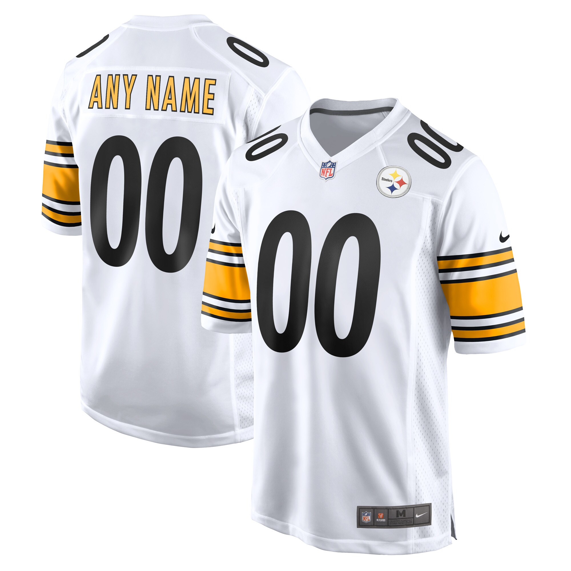 Men's Pittsburgh Steelers White Game Custom Jersey Js8094
