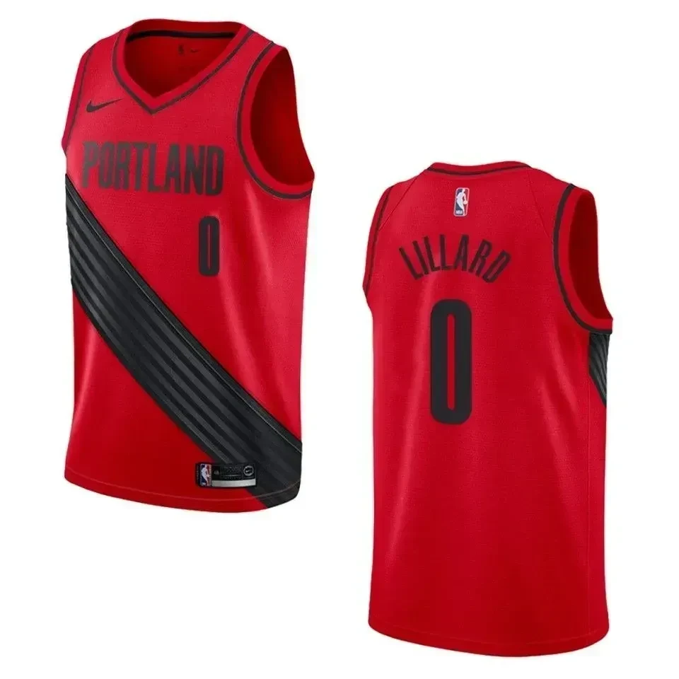 Men's Portland Trail Blazers 0 Damian Lillard Statement Swingman Jersey - Red