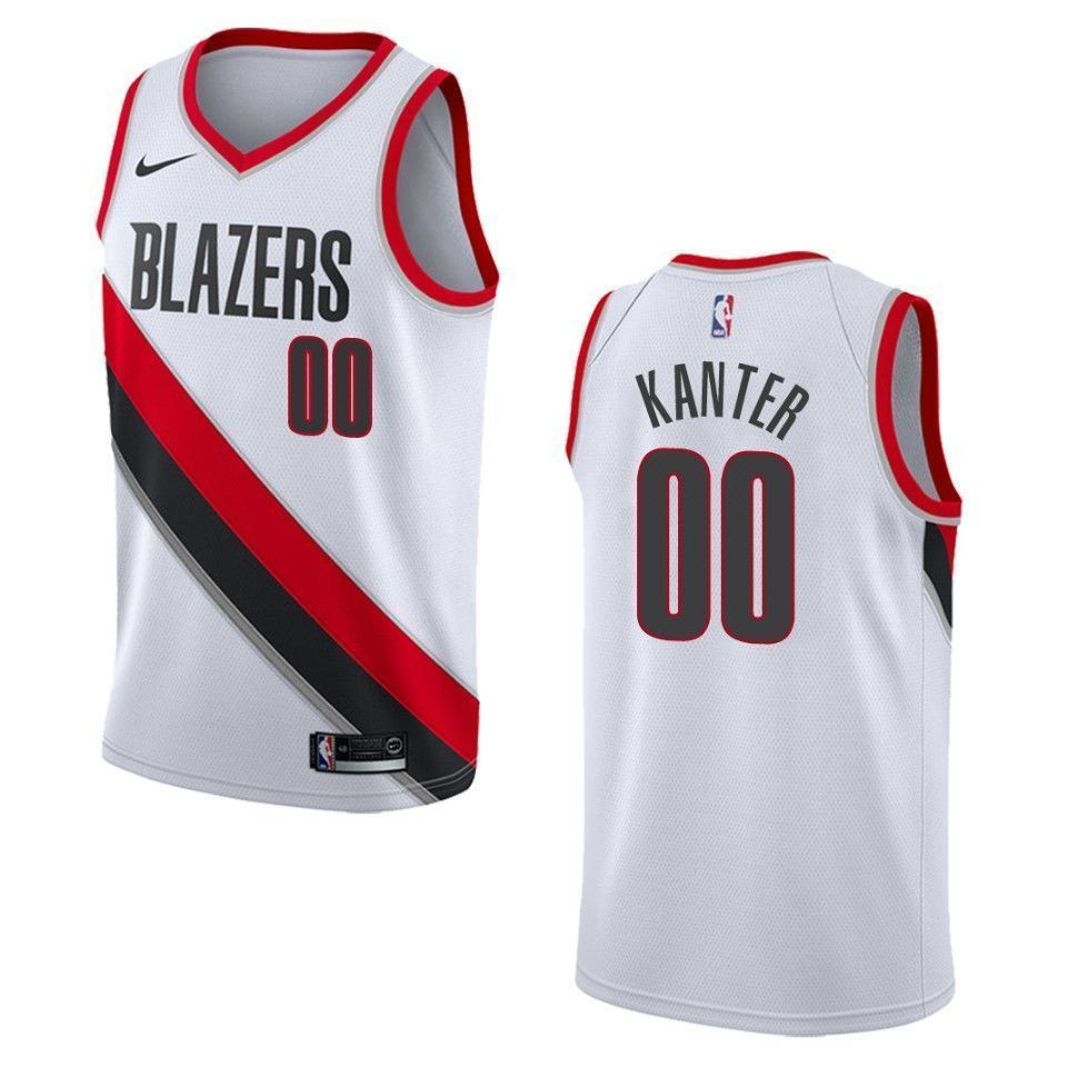 Men's Portland Trail Blazers 00 Enes Kanter Association Swingman Jersey - White