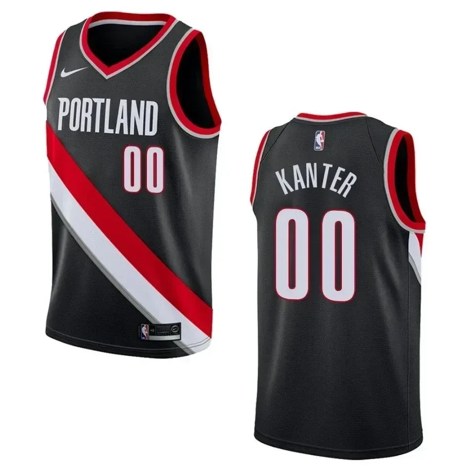 Men's Portland Trail Blazers 00 Enes Kanter Icon Swingman Jersey - Black