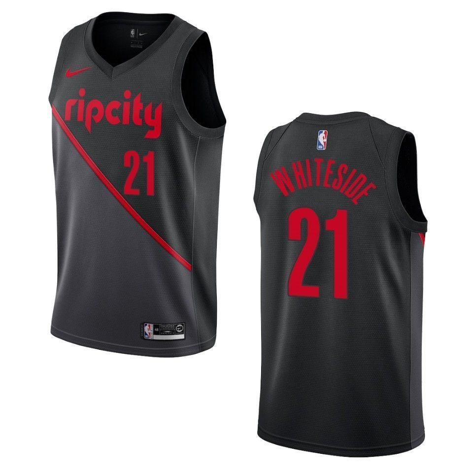 Men's Portland Trail Blazers 21 Hassan Whiteside City Swingman Jersey - Black