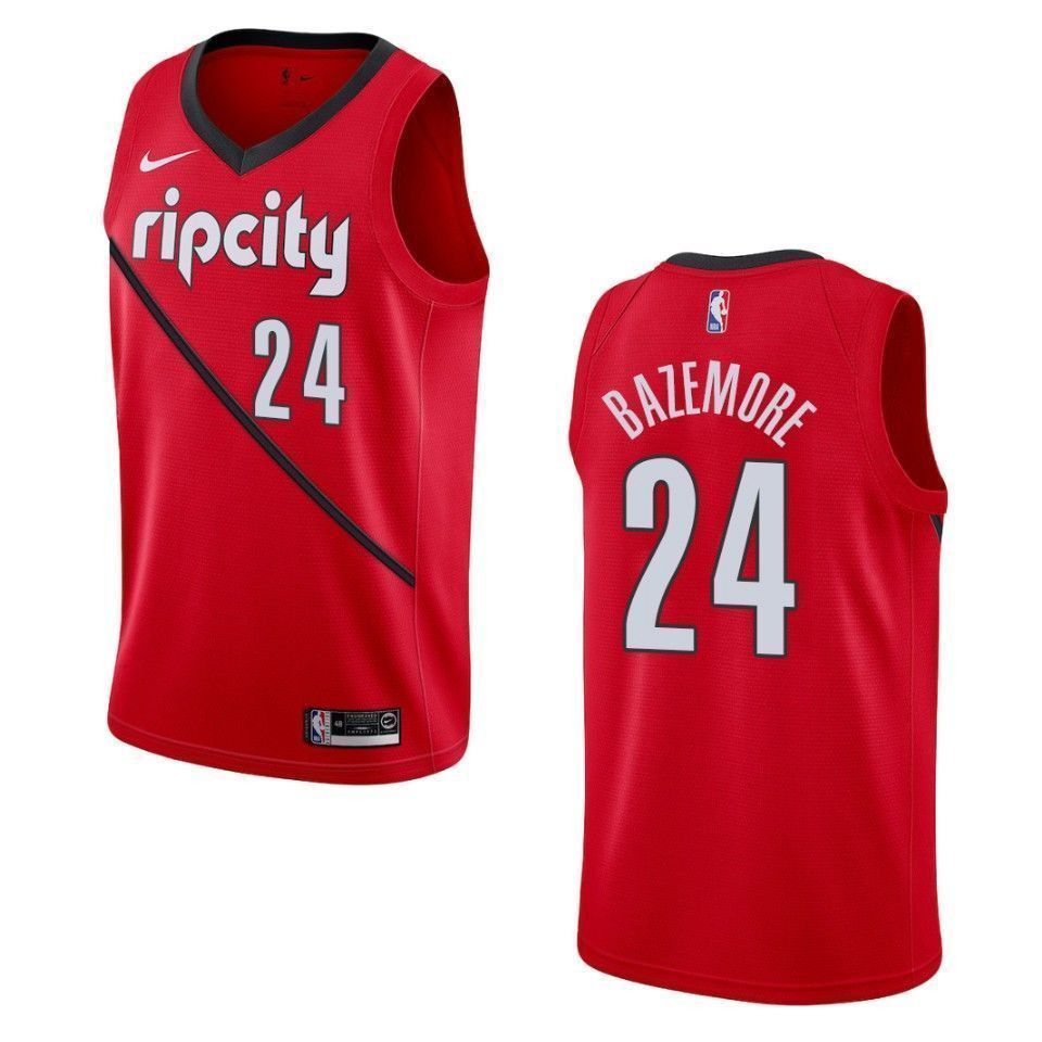 Men's Portland Trail Blazers 24 Kent Bazemore Earned Swingman Jersey - Red