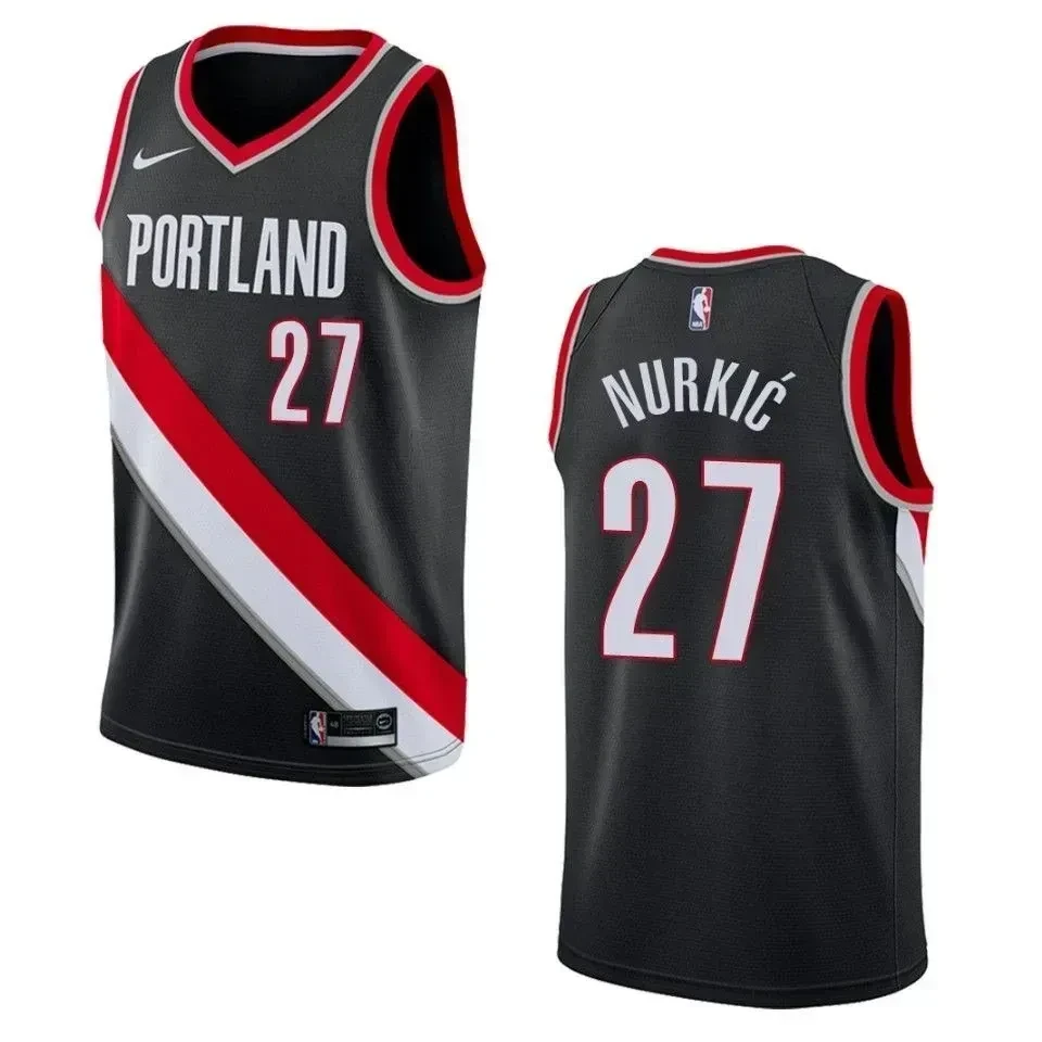 Men's Portland Trail Blazers 27 Jusuf Nurkic Icon Swingman Jersey - Black