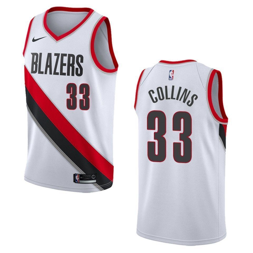 Men's Portland Trail Blazers 33 Zach Collins Association Swingman Jersey - White