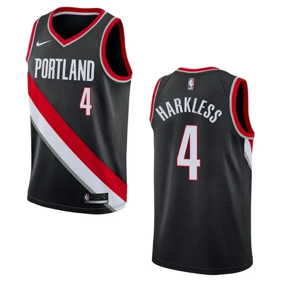Men's Portland Trail Blazers 4 Maurice Harkless Icon Swingman Jersey - Black