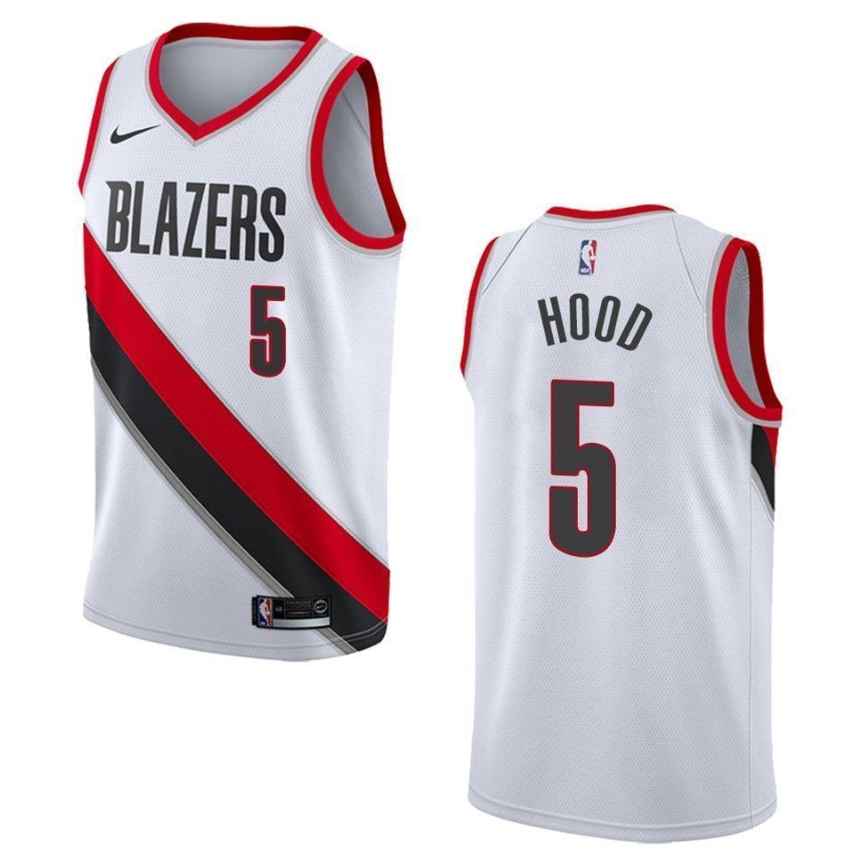 Men's Portland Trail Blazers 5 Rodney Hood Association Swingman Jersey - White