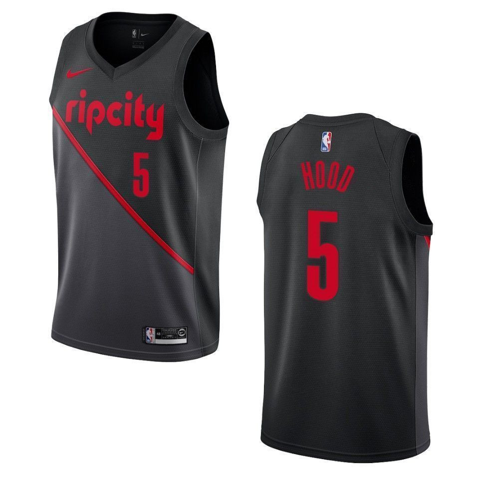 Men's Portland Trail Blazers 5 Rodney Hood City Swingman Jersey - Black