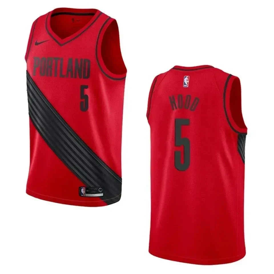 Men's Portland Trail Blazers 5 Rodney Hood Statement Swingman Jersey - Red