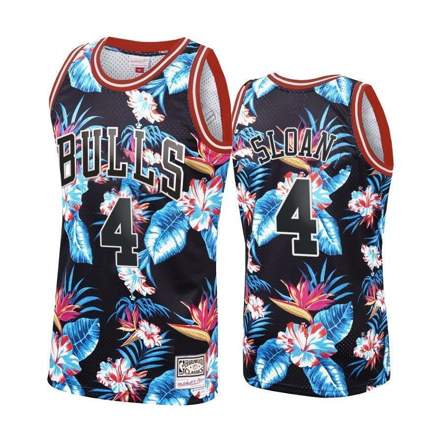 Men's Respect Jerry Sloan 4 Black Floral Fashion Jersey