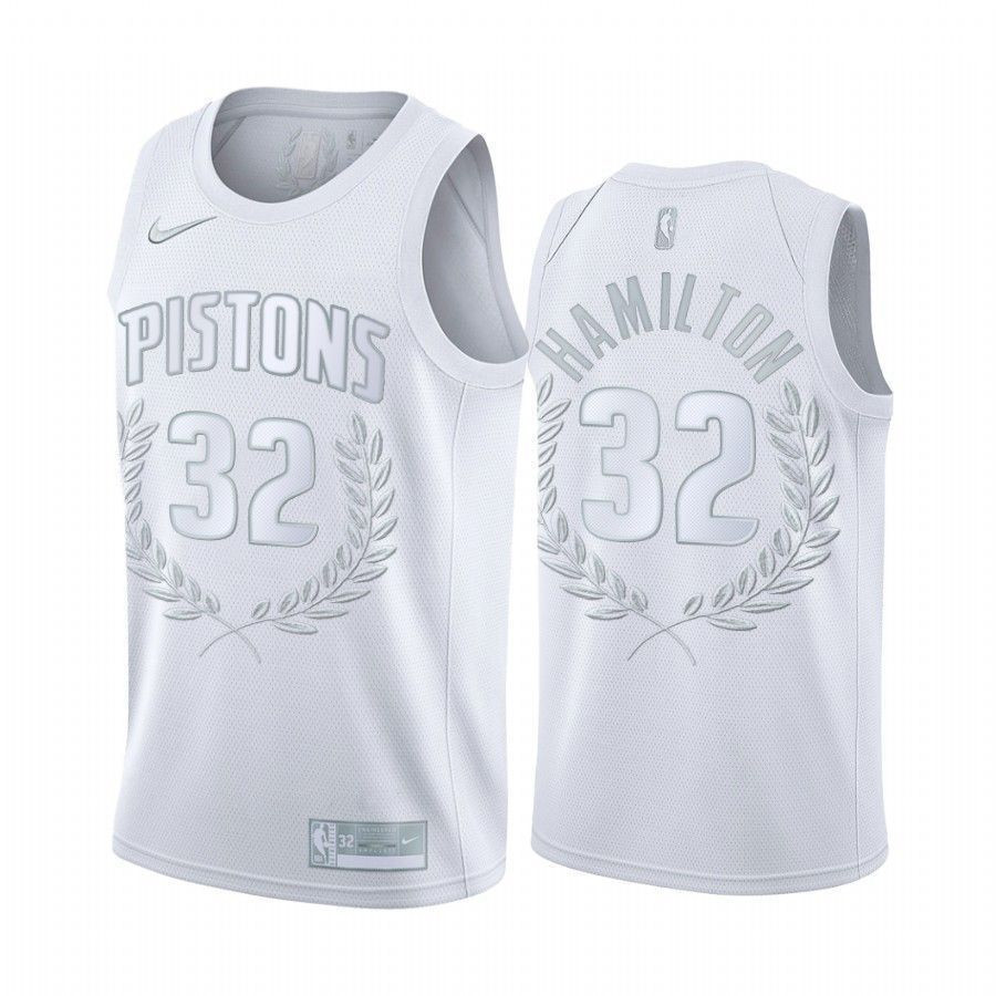 Men's Richard Hamilton 32 Detroit Pistons White Retired Number Jersey