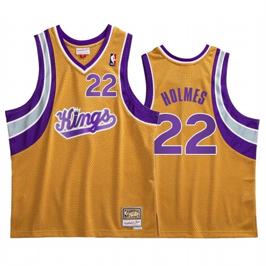 Men's Richaun Holmes 22 Sacrato Kings Gold Hardwood Classics Jersey