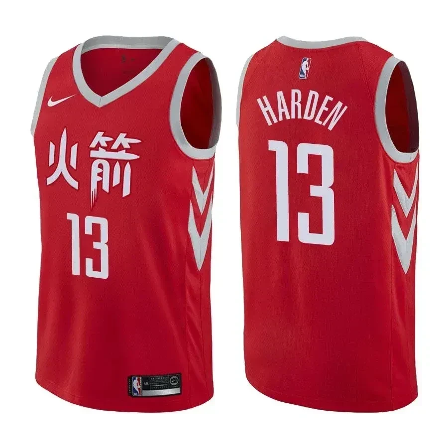 Men's Rockets Male James Harden 13 City Edition Red Jersey