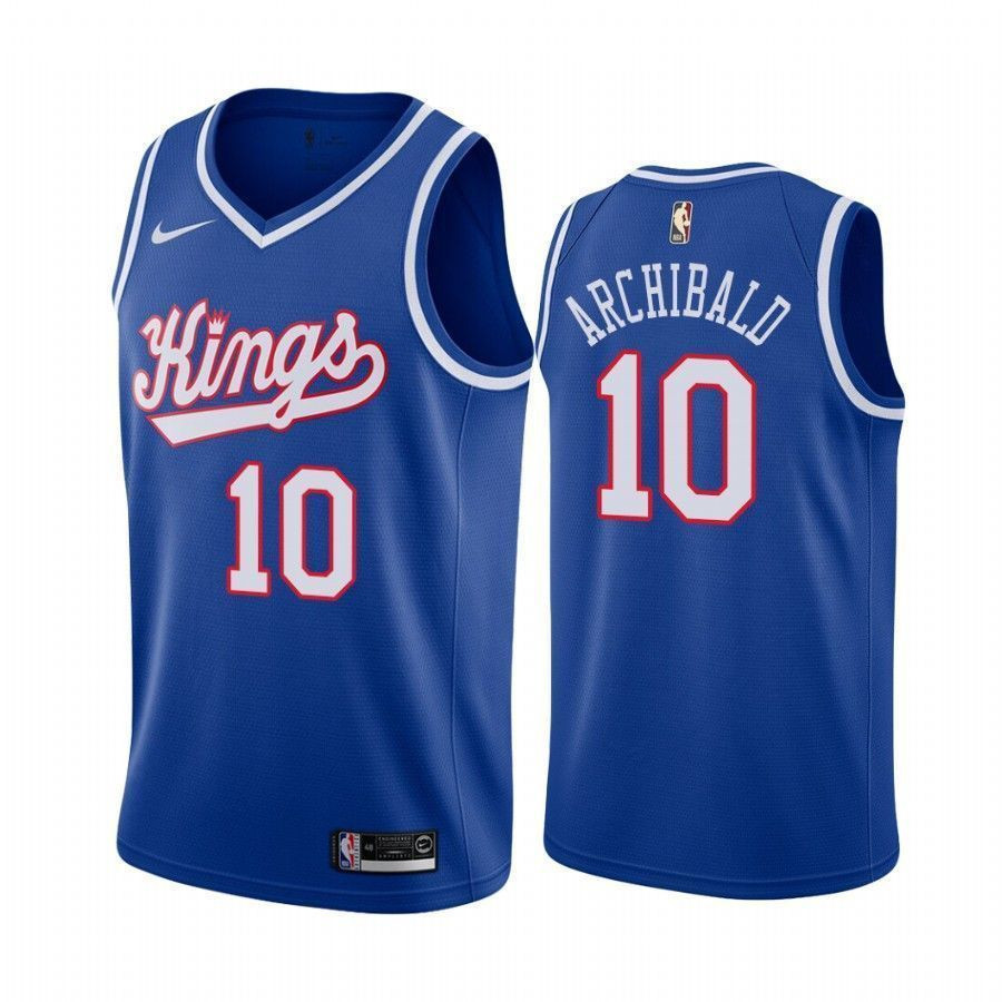Men's Sacrato Kings Nate Archibald 10 Blue Throwback Jersey