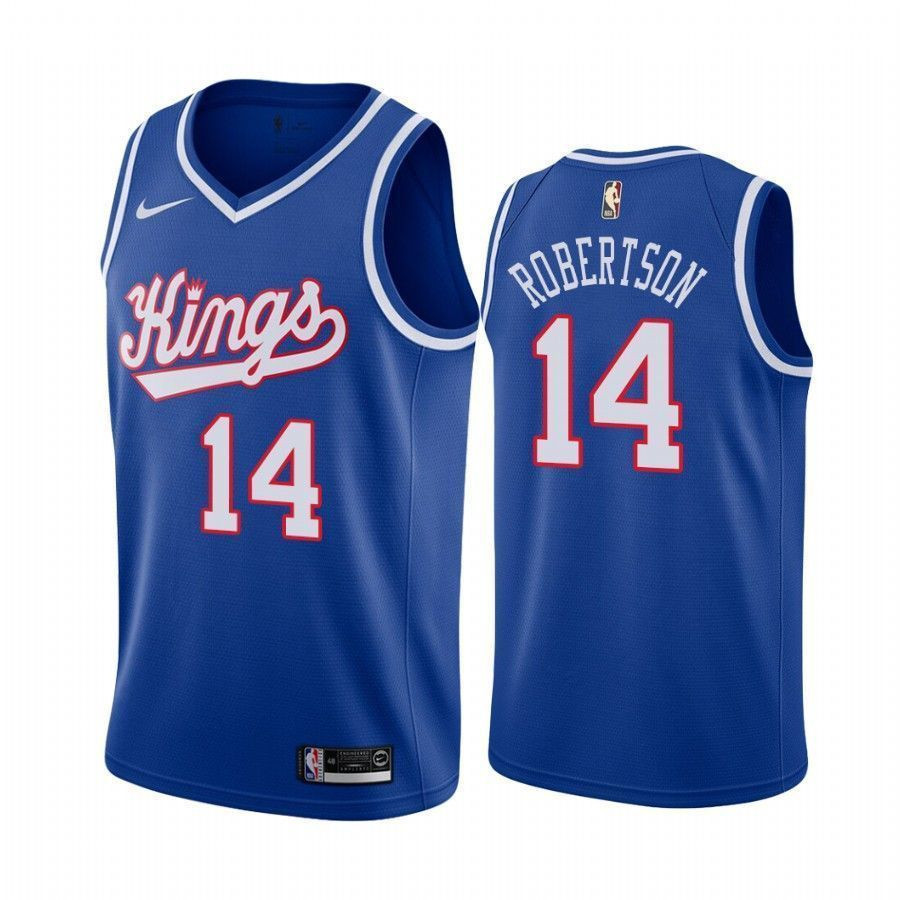 Men's Sacrato Kings Oscar Robertson 14 Blue Throwback Jersey