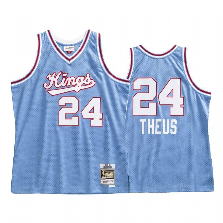Men's Sacrato Kings Reggie Theus 24 Blue Hardwood Classics Jersey