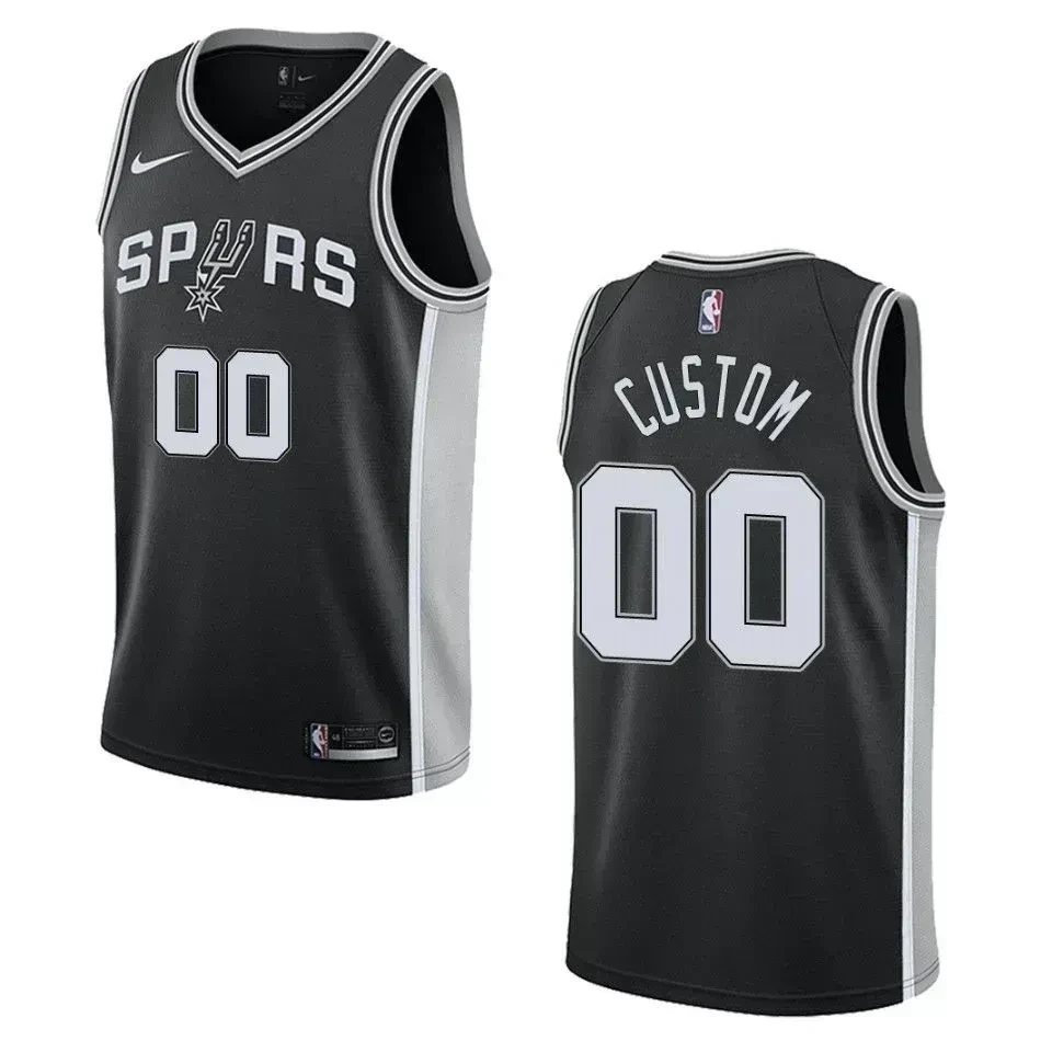 Men's San Antonio Spurs 00 Custom Icon Swingman Jersey - Black
