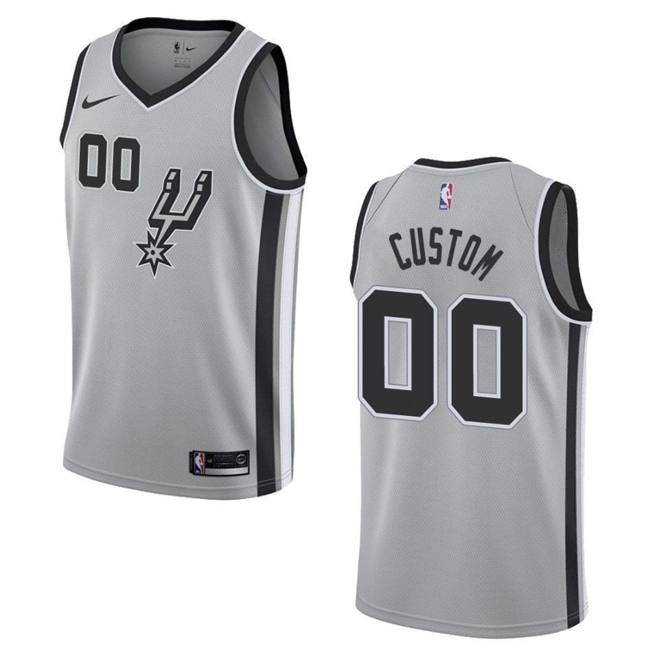 Men's San Antonio Spurs 00 Custom Statement Swingman Jersey - Silver