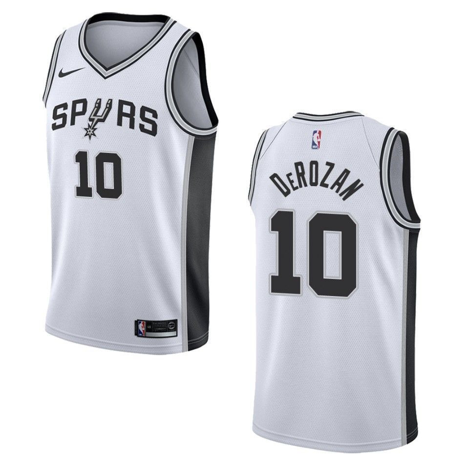 Men's San Antonio Spurs 10 Demar Derozan Association Swingman Jersey - White