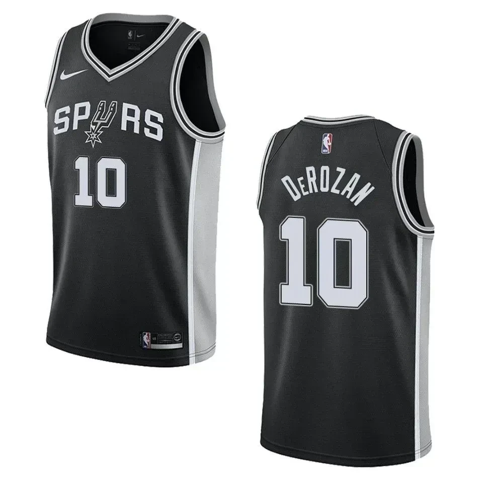 Men's San Antonio Spurs 10 Demar Derozan Icon Swingman Jersey - Black