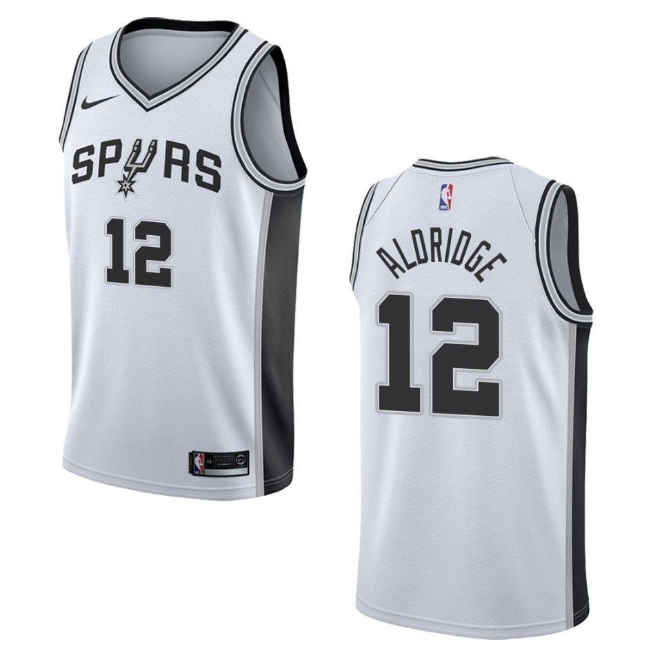 Men's San Antonio Spurs 12 Lamarcus Aldridge Association Swingman Jersey - White