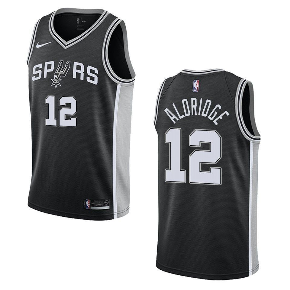 Men's San Antonio Spurs 12 Lamarcus Aldridge Icon Swingman Jersey - Black