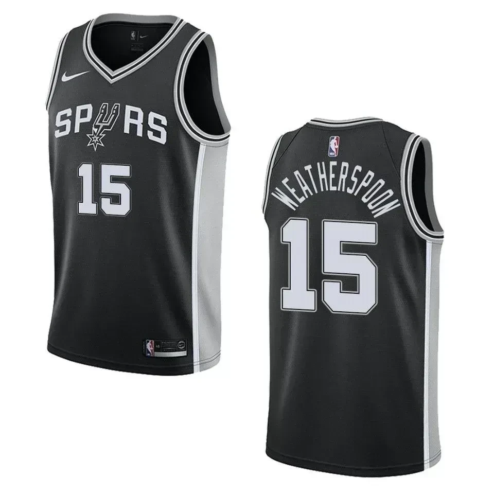 Men's San Antonio Spurs 15 Quinndary Weatherspoon Icon Swingman Jersey - Black