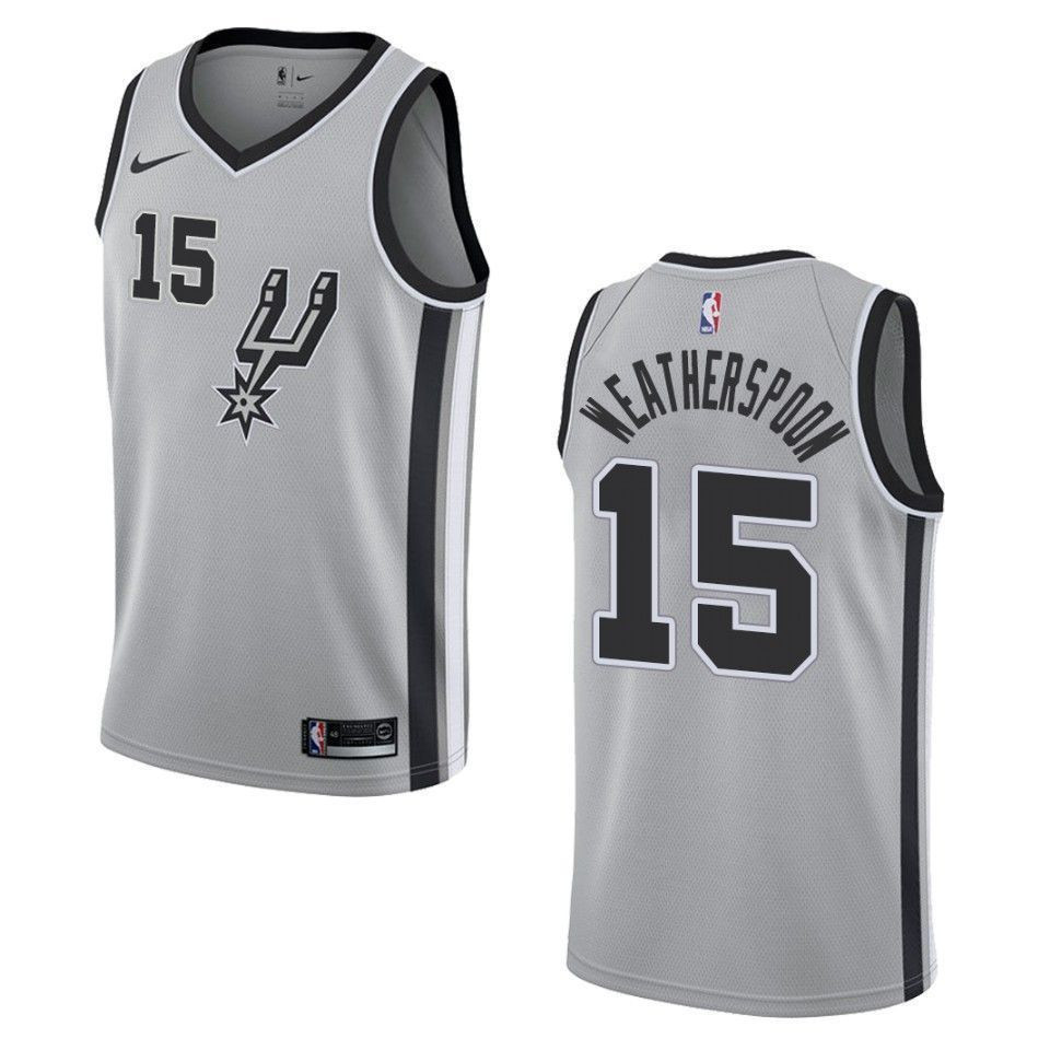 Men's San Antonio Spurs 15 Quinndary Weatherspoon Statement Swingman Jersey - Gray