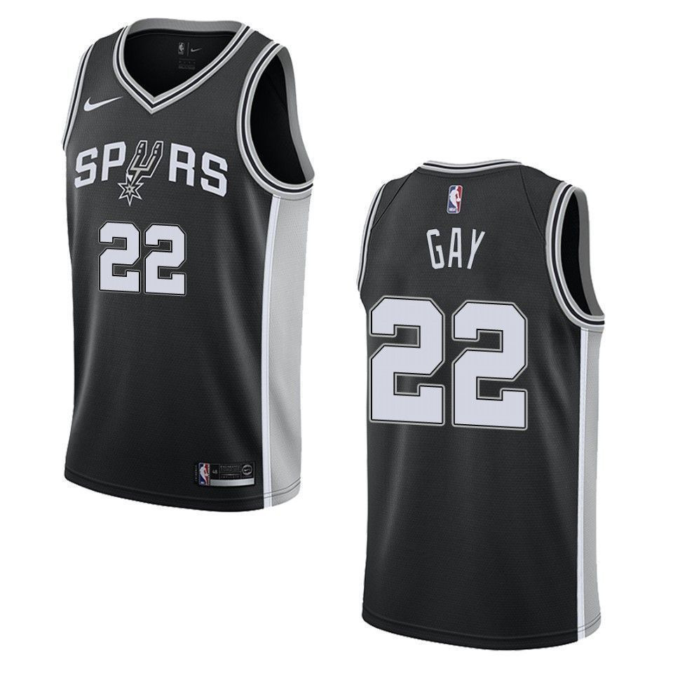 Men's San Antonio Spurs 22 Rudy Gay Icon Swingman Jersey - Black
