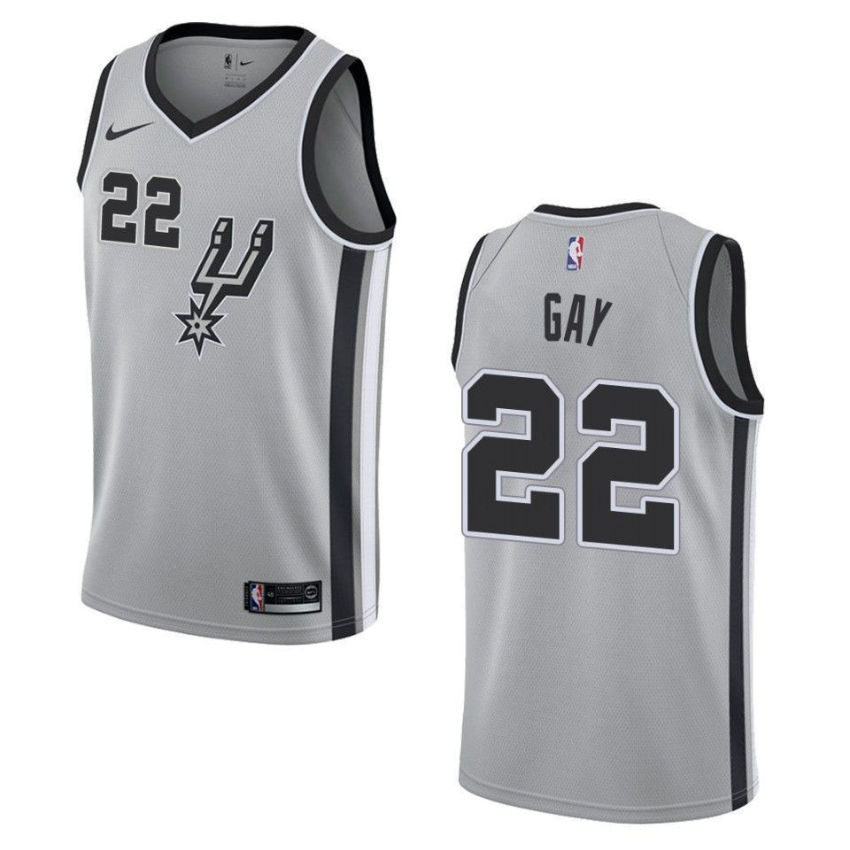 Men's San Antonio Spurs 22 Rudy Gay Statement Swingman Jersey - Silver