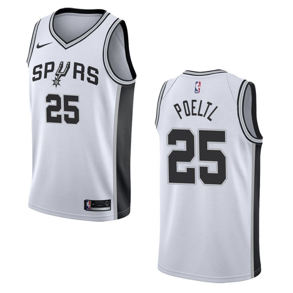 Men's San Antonio Spurs 25 Jakob Poeltl Association Swingman Jersey - White