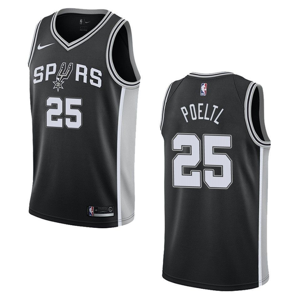 Men's San Antonio Spurs 25 Jakob Poeltl Icon Swingman Jersey - Black