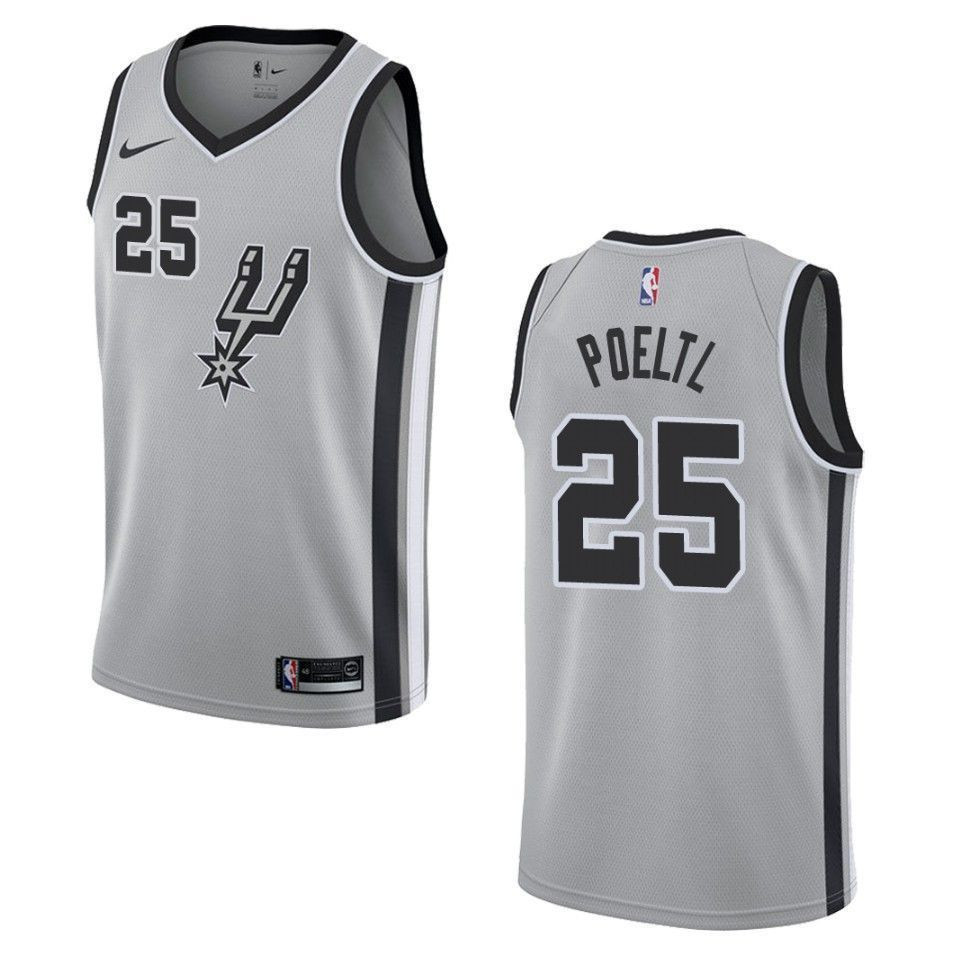 Men's San Antonio Spurs 25 Jakob Poeltl Statement Swingman Jersey - Silver
