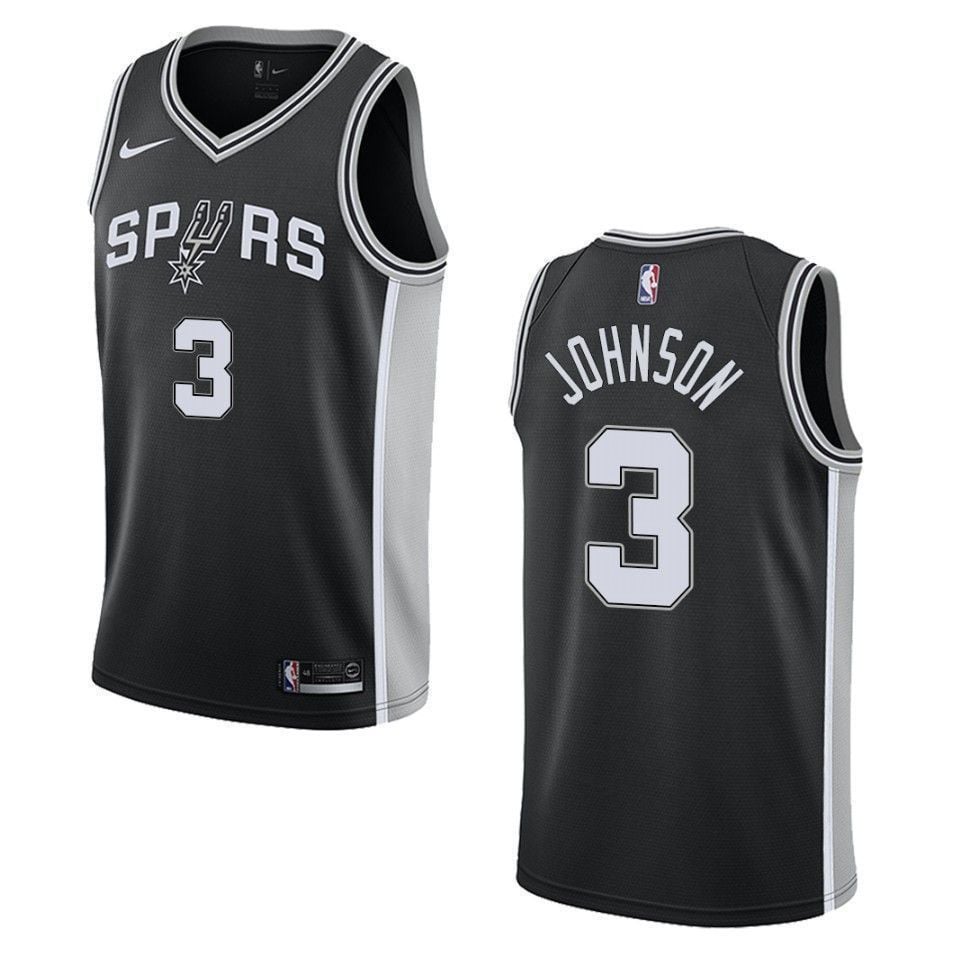 Men's San Antonio Spurs 3 Keldon Johnson Icon Swingman Jersey - Black