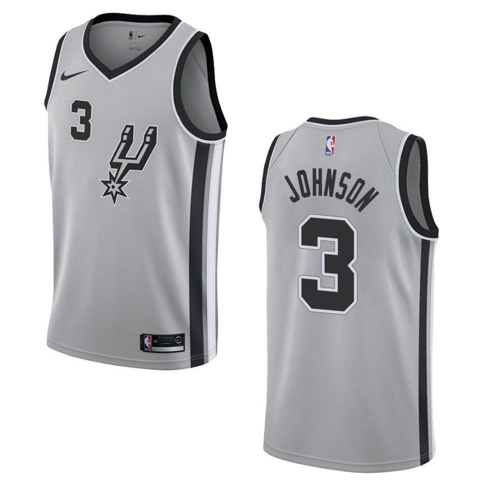 Men's San Antonio Spurs 3 Keldon Johnson Statement Swingman Jersey - Gray