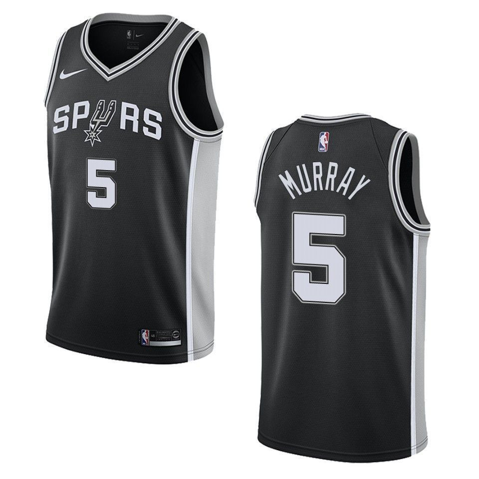 Men's San Antonio Spurs 5 Dejounte Murray Icon Swingman Jersey - Black