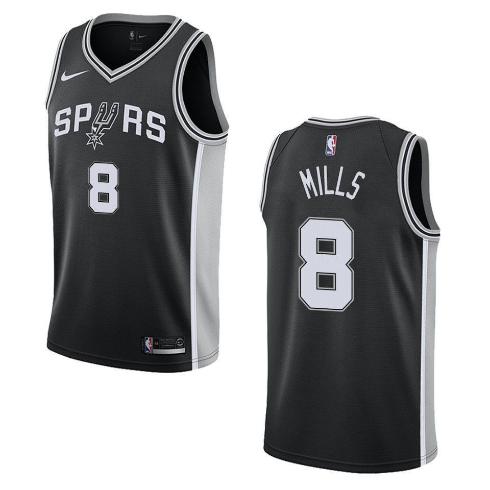 Men's San Antonio Spurs 8 Patty Mills Icon Swingman Jersey - Black