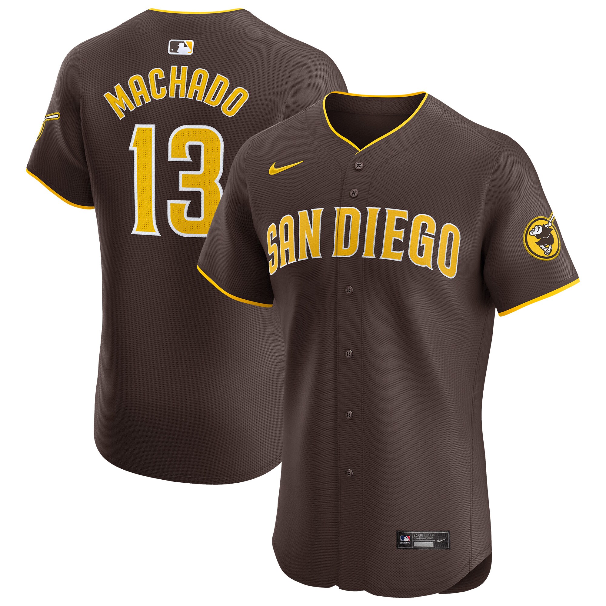 Men's San Diego Padres Manny Machado Brown Road Elite Player Jersey