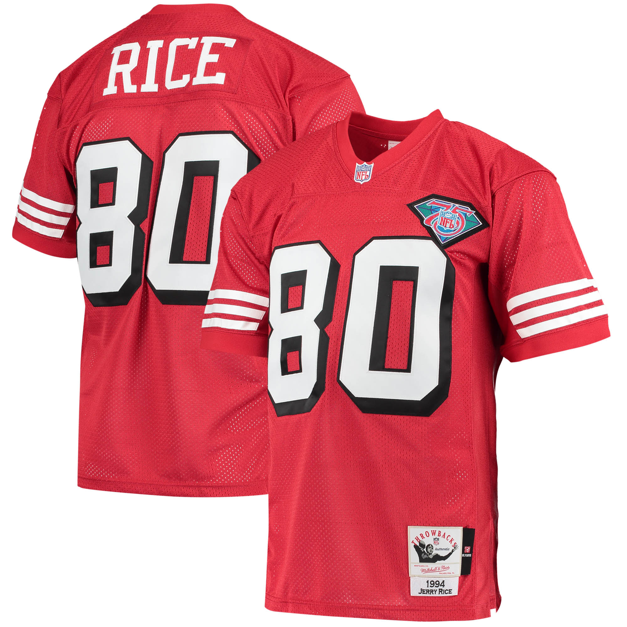 Men's San Francisco 49ers 1994 Jerry Rice Mitchell & Ness Scarlet Throwback Retired Player Jersey Js5825