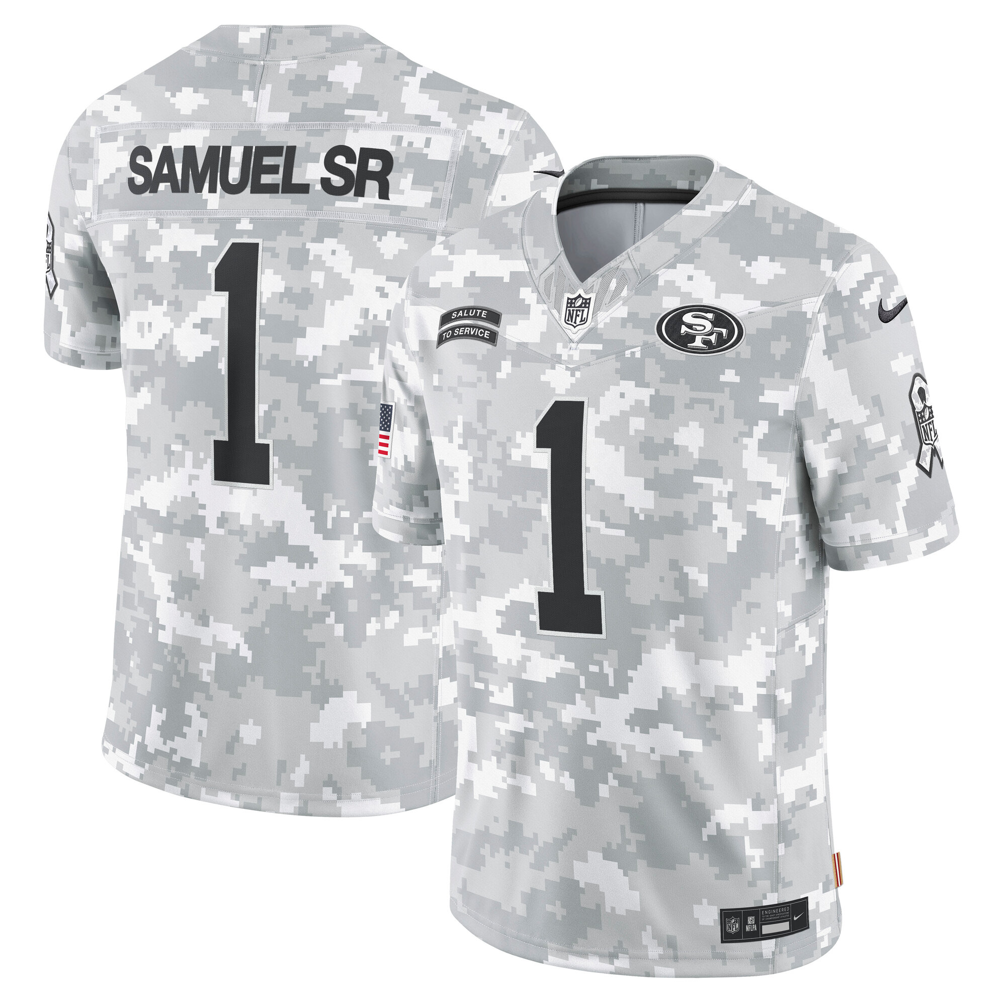 Men's San Francisco 49ers Deebo Samuel Sr Arctic Camo 2024 Salute To Service Limited Jersey Js1659