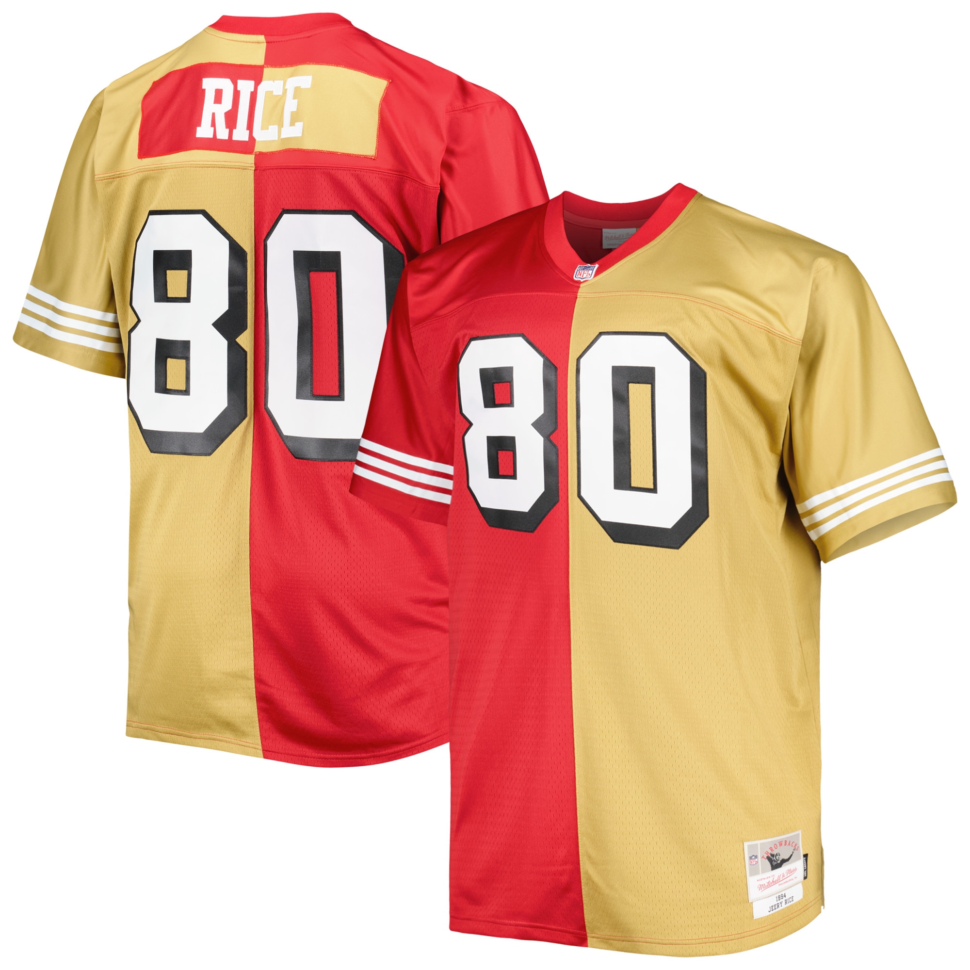 Men's San Francisco 49ers Jerry Rice Mitchell & Ness Scarlet/gold Big & Tall Split Legacy Retired Player Jersey Js2883