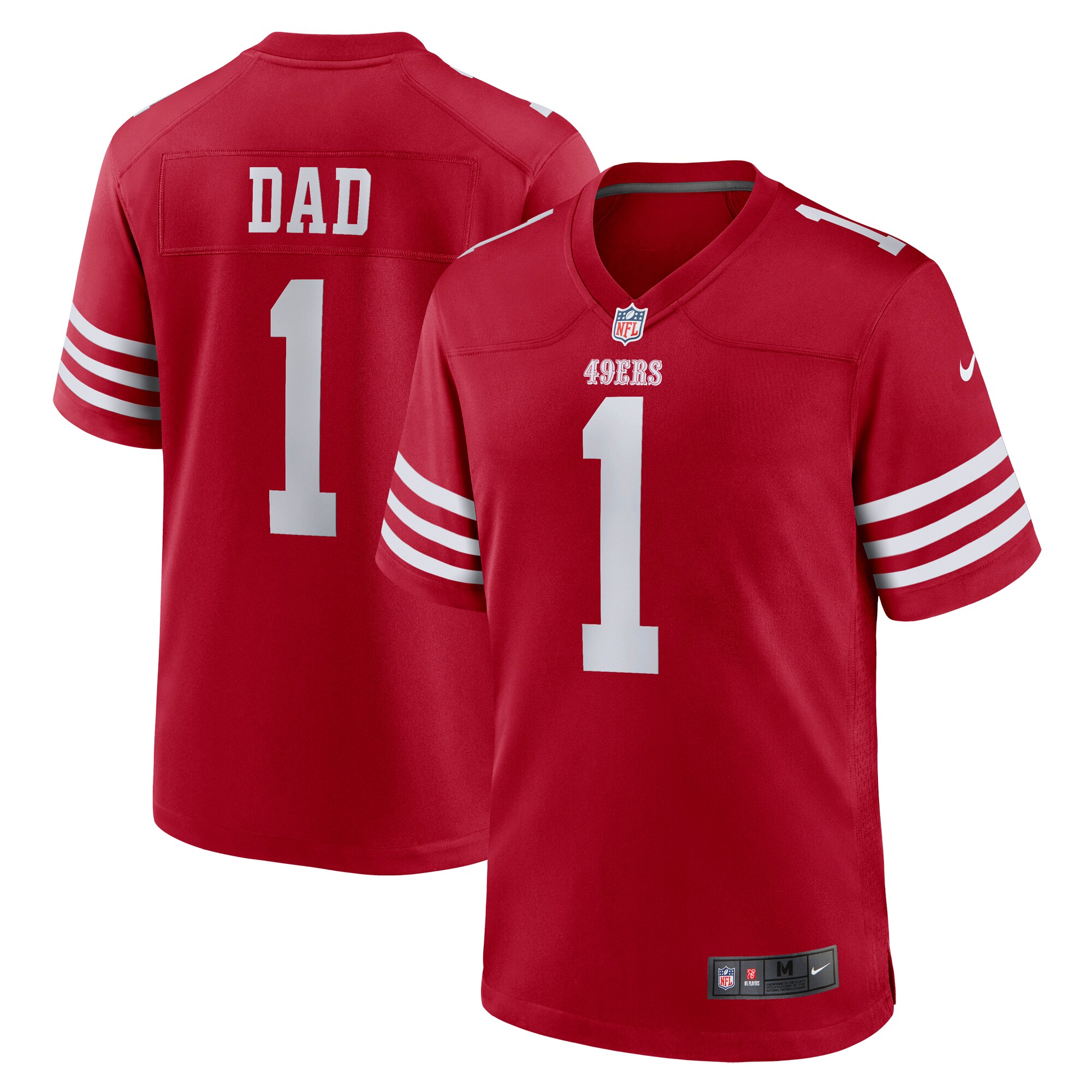 Men's San Francisco 49ers Number 1 Dad Scarlet Game Jersey Js7060